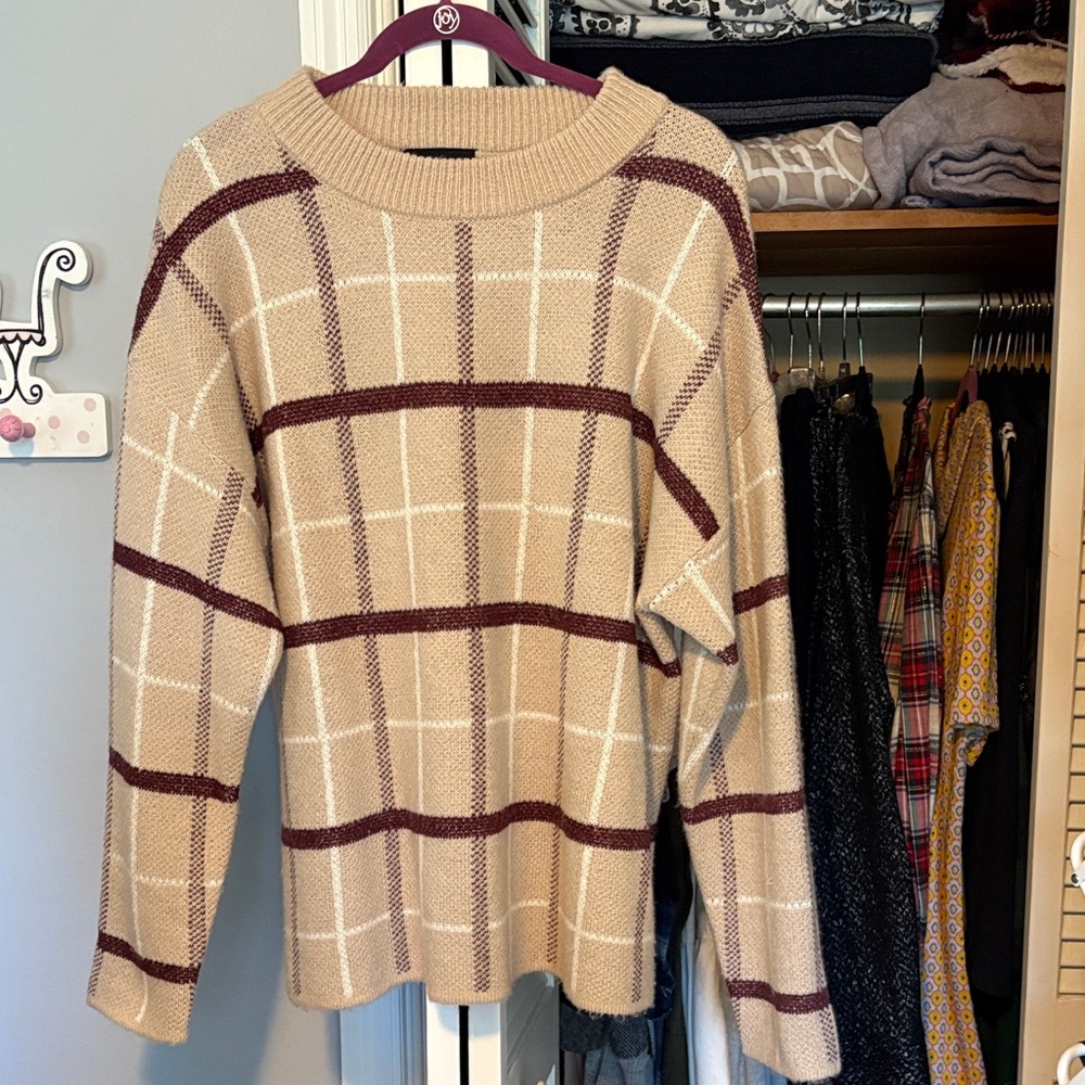 Elegant Beige and Brown Women's Turtleneck Sweater